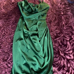 Elegant Green Satin Dress